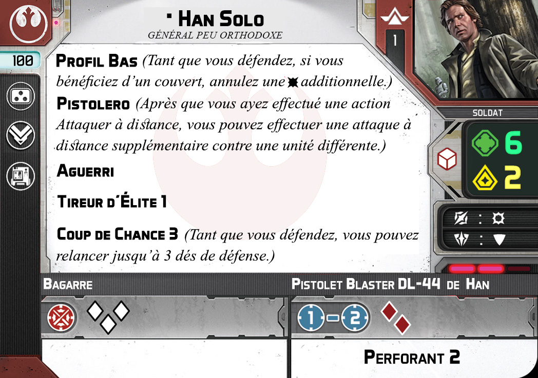 Star Wars Légion Han Solo carte profil français